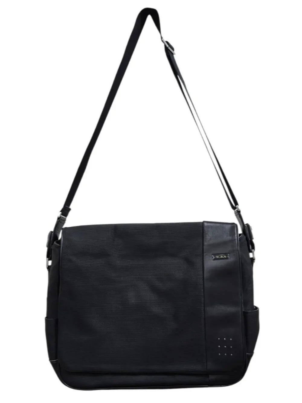 TUMI Black Messenger Bag Trim Laptop Crossbody Business Travel Work Bag